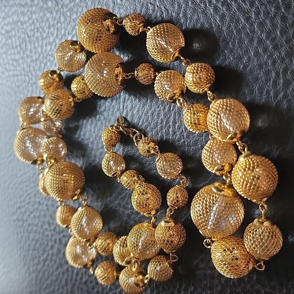 Monet Gold Mesh Bead Necklace